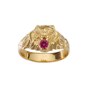 CHEVALIERE PT MODELE LION PIERRE ROUGE VERMEIL