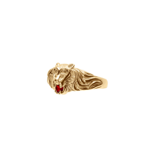 CHEVALIERE PT MODELE LION PIERRE ROUGE VERMEIL