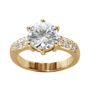 BAGUE VERMEIL STYLE ALLIANCE OXYDE ROND BLANC SERTI 6 GRIFFES ET OXYDES BLANCS SERTIS SUR MONTURE