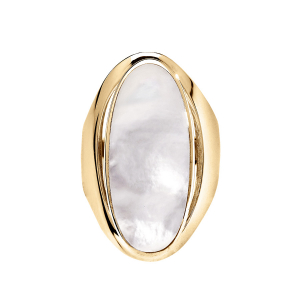 BAGUE GROS OVALE NACRE BLANCHE VERMEIL