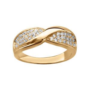 BAGUE VERMEIL CROISEE OXYDES SERTIS BLANCS