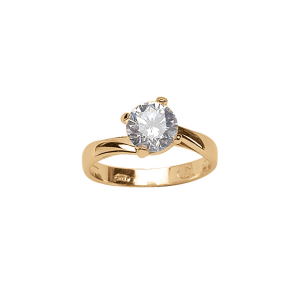 BAGUE SOLITAIRE SERTI OXYDES  VERMEIL