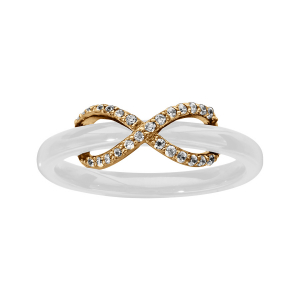 BAGUE VERMEIL CERAMIQUE BLANCHE OXYDES BLANCS SERTIS