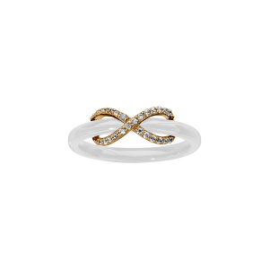 BAGUE VERMEIL CERAMIQUE BLANCHE OXYDES BLANCS SERTIS