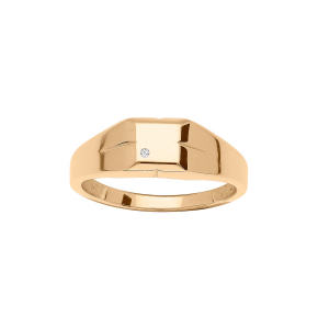 CHEVALIERE VERMEIL PETITE CARRÉE 1 OXYDE BLANC SERTI