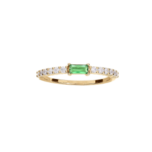 BAGUE VERMEIL DEMI RAIL OXYDES BLANCS ET 1 OXYDE VERT CENTRAL