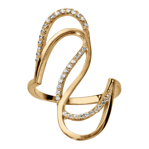 BAGUE VERMEIL DOUBLE S OXYDES BLANCS SERTIS