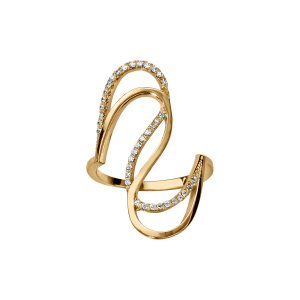 BAGUE VERMEIL DOUBLE S OXYDES BLANCS SERTIS