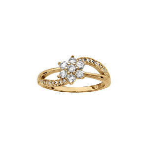 BAGUE VERMEIL FLEUR CROISEE OXYDES BLANCS