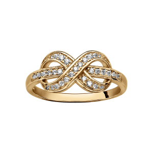 BAGUE VERMEIL MOTIF DOUBLE INFINI OXYDES BLANCS SERTIS