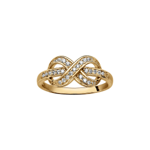 BAGUE VERMEIL MOTIF DOUBLE INFINI OXYDES BLANCS SERTIS