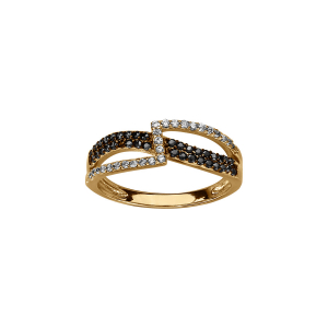 BAGUE VERMEIL FORME Z OXYDES BLANCS CROISEES NOIRS