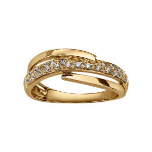 BAGUE VERMEIL CROISEE OXYDES BLANCS SERTIS