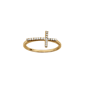BAGUE VERMEIL CROIX OXYDES BLANCS SERTIS