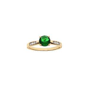 BAGUE VERMEIL GRAND DIAMETRE 1 OXYDE VERT SERTI 4 GRIFFES + OXYDES BLANCS
