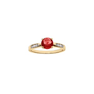 BAGUE VERMEIL GRAND DIAMETRE 1 OXYDE ROUGE SERTI 4 GRIFFES + OXYDES BLANCS