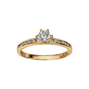 BAGUE VERMEIL 1 OXYDE BLANC SERTI 6 GRIFFES + OXYDES BLANCS SERTIS