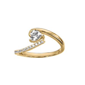 BAGUE VERMEIL COEUR OXYDES BLANCS SERTIS ET INFINI