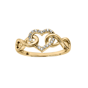 BAGUE VERMEIL COEUR OXYDES BLANCS SERTIS ET INFINI