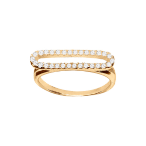 BAGUE VERMEIL FORME RECTANGULAIRE OVALISE OXYDES BLANCS SERTIS