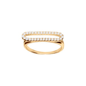BAGUE VERMEIL FORME RECTANGULAIRE OVALISE OXYDES BLANCS SERTIS