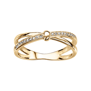 BAGUE VERMEIL CROISEE OXYDES BLANCS SERTIS