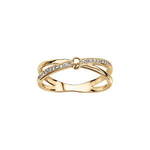 BAGUE VERMEIL CROISEE OXYDES BLANCS SERTIS