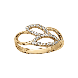 BAGUE VERMEIL FEUILLAGE AJOURE OXYDES BLANCS SERTIS