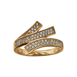 BAGUE VERMEIL 3 BARETTES OXYDES BLANCS SERTIS