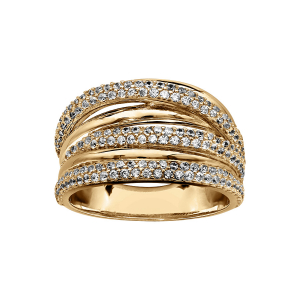 BAGUE VERMEIL MULTI RANGS OXYDES BLANCS SERTIS