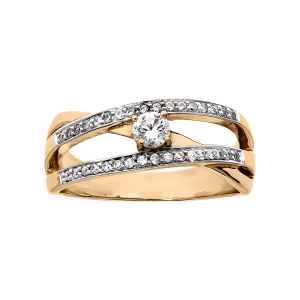 BAGUE VERMEIL GRAND DIAMETRE OXYDE BLANC CENTRAL ET 2 RANGS OXYDES BLANCS SERTIS