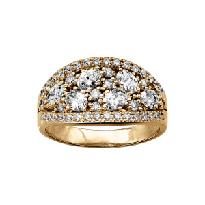 BAGUE VERMEIL PAVE OXYDES BLANCS SERTIS