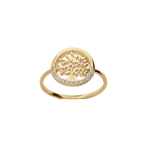 BAGUE VERMEIL ARBRE DE VIE OXYDES BLANCS SERTIS