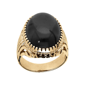 BAGUE VERMEIL MIXTE CABOCHON AGATE NOIRE