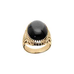 BAGUE VERMEIL MIXTE CABOCHON AGATE NOIRE