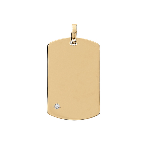 PENDENTIF PLAQUE GI VERMEIL 25*14MM  OXYDE BLANC SERTI