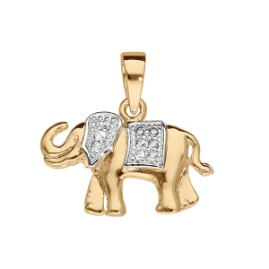 PENDENTIF ELEPHANT VERMEIL OXYDES BLANCS SERTIS
