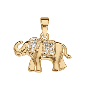 PENDENTIF ELEPHANT VERMEIL OXYDES BLANCS SERTIS