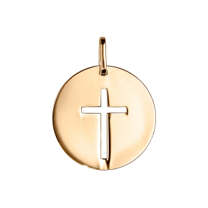 PENDENTIF VERMEIL MEDAILLE RONDE AVEC CROIX AJOUREE