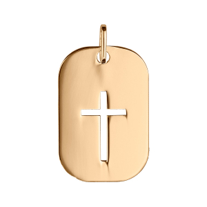 PENDENTIF VERMEIL PLAQUE RECTANGULAIRE AVEC CROIX AJOUREE