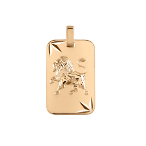 PENDENTIF ZODIAQUE PLAQUE GI LION VERMEIL DIAMANTE ETOILE