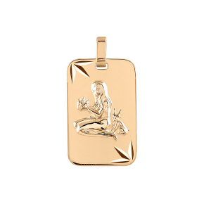 PENDENTIF ZODIAQUE PLAQUE GI VIERGE VERMEIL DIAMANTÉ ETOILE
