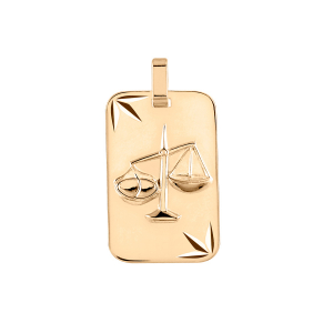 PENDENTIF ZODIAQUE PLAQUE GI BALANCE VERMEIL DIAMANTÉ ETOILE