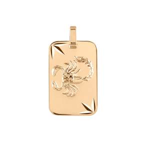 PENDENTIF ZODIAQUE PLAQUE GI SCORPION VERMEIL DIAMANTÉ ETOILE