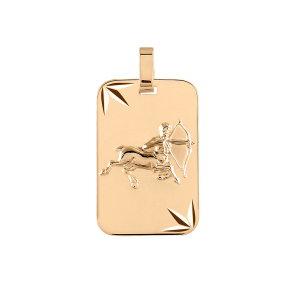 PENDENTIF ZODIAQUE PLAQUE GI SAGITTAIRE VERMEIL DIAMANTÉ ETOILE
