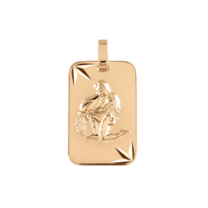 PENDENTIF ZODIAQUE PLAQUE GI VERSEAU VERMEIL DIAMANTÉ ETOILE