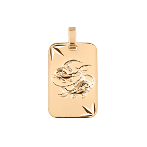PENDENTIF ZODIAQUE PLAQUE GI  POISSONS VERMEIL DIAMANTÉ ETOILE