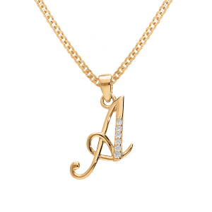 COLLIER VERMEIL PENDENTIF INITIALE A OXYDES BLANCS SERTIS 42+3CM