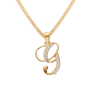 COLLIER VERMEIL PENDENTIF INITIALE  G  OXYDES BLANCS SERTIS  42+3CM