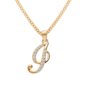 COLLIER VERMEIL PENDENTIF INITIALE  I  OXYDES BLANCS SERTIS 42+3CM